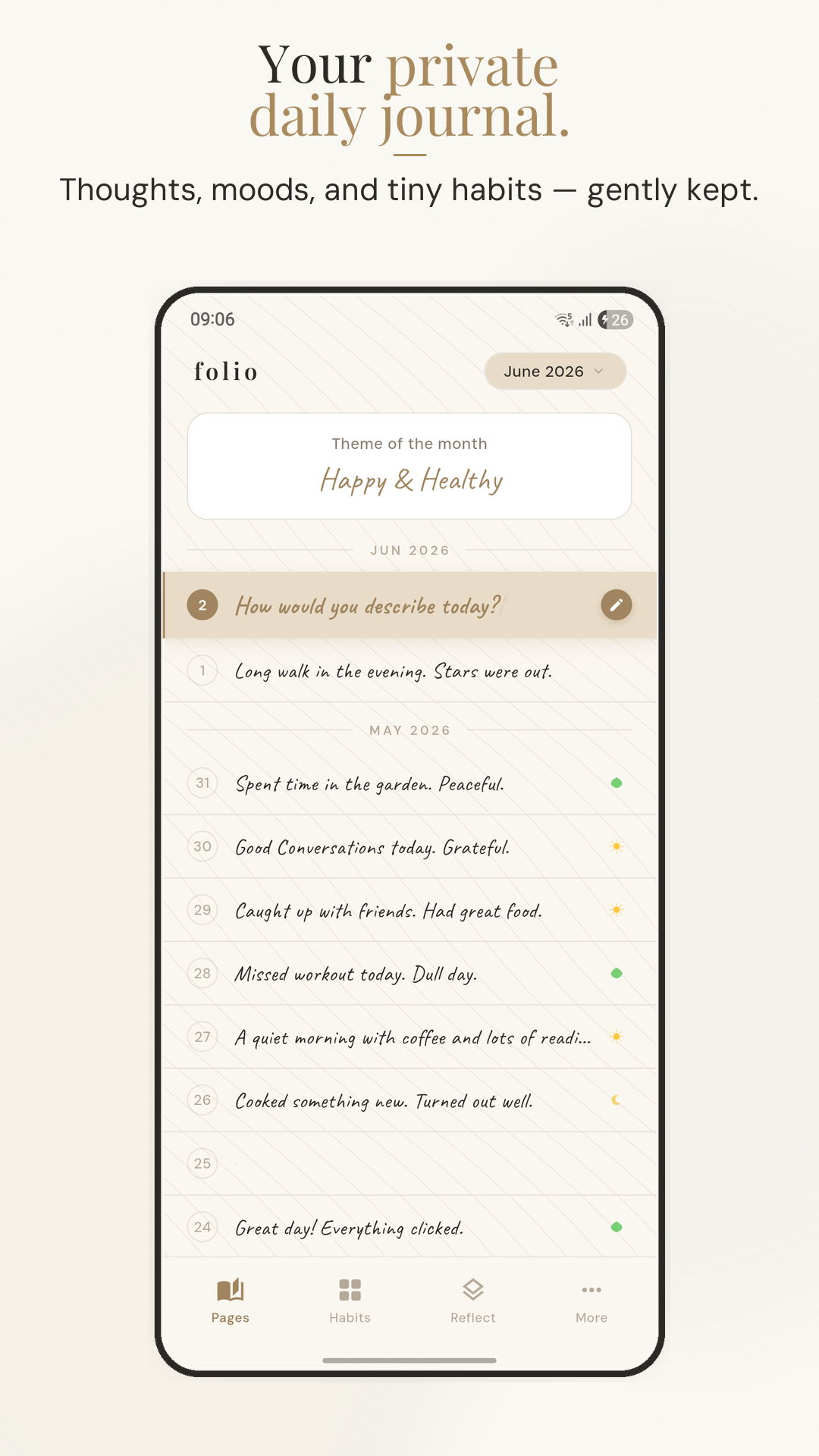 Folio daily journal timeline