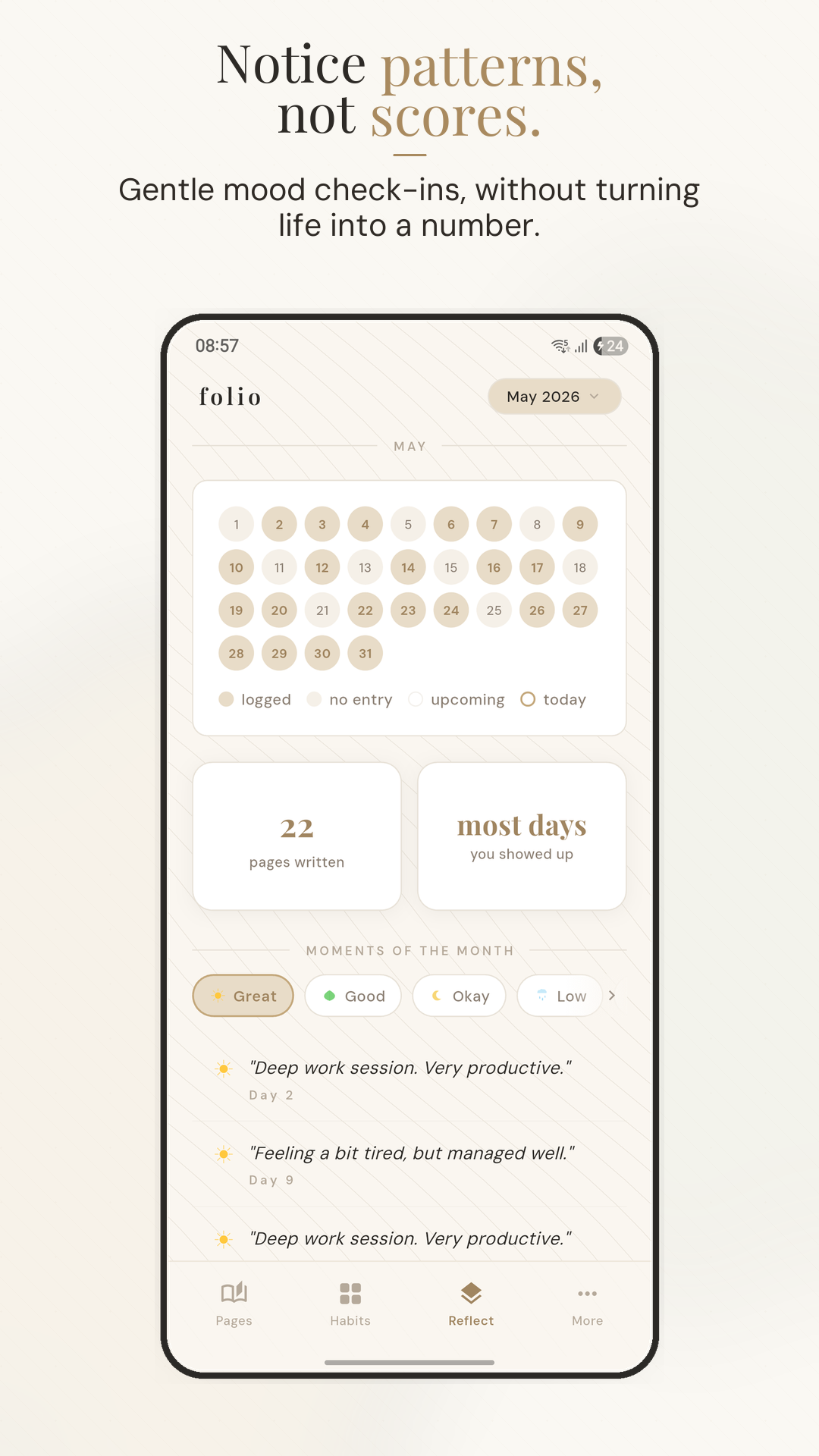 Gentle mood tracking