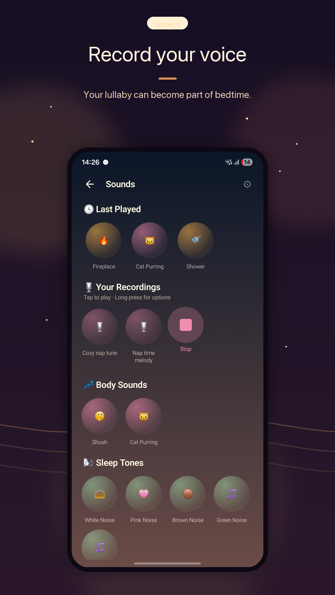 Record your voice for personalized lullabies